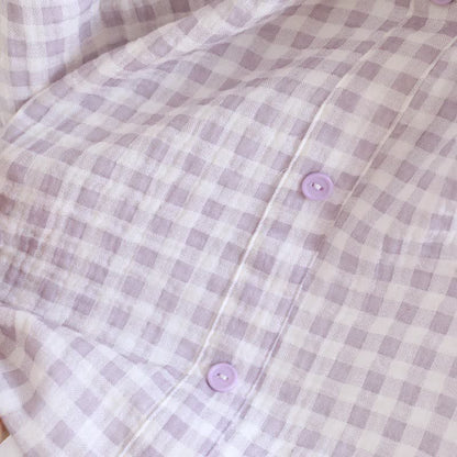 Pyjama-Set aus Baumwolle mit Rüschenärmeln und Vichy-Karo - image 10