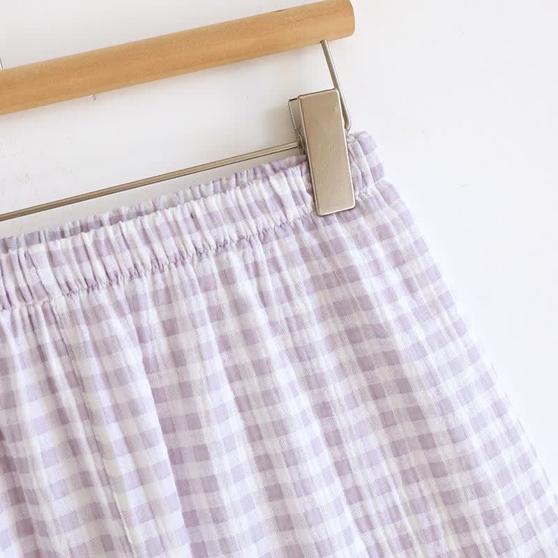 Pyjama-Set aus Baumwolle mit Rüschenärmeln und Vichy-Karo - image 14