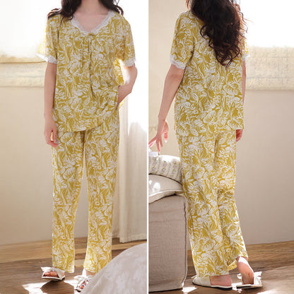 Loungewear-Set mit botanischem Baumwollspitzenbesatz - image 4