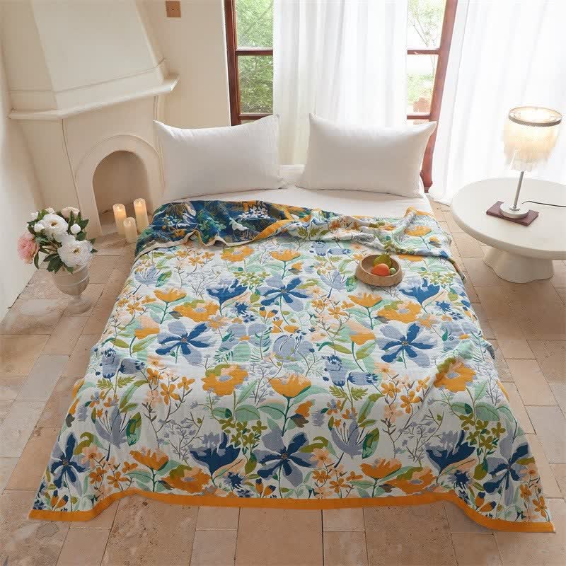 Bunte, geblümte Baumwollgaze-Steppdecke - 230cm x 250cm - image 0