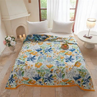 Bunte, geblümte Baumwollgaze-Steppdecke - 230cm x 250cm - image 0