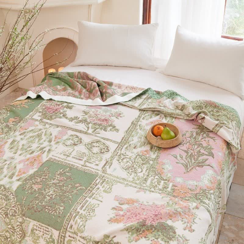 Patchwork-Steppdecke aus Baumwollgaze mit Blumenmuster - image 3