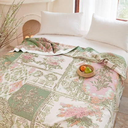Patchwork-Steppdecke aus Baumwollgaze mit Blumenmuster - image 3