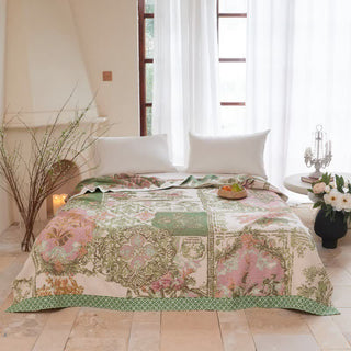 Patchwork-Steppdecke aus Baumwollgaze mit Blumenmuster - 200cm x 230cm - image 0