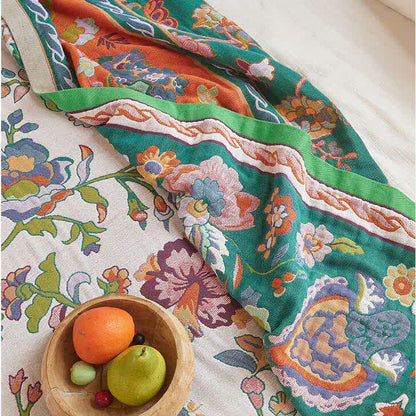 Baumwoll-Steppdecke mit böhmischem Rand und Blumenmuster - image 8