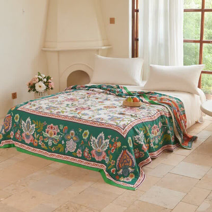 Baumwoll-Steppdecke mit böhmischem Rand und Blumenmuster - image 4