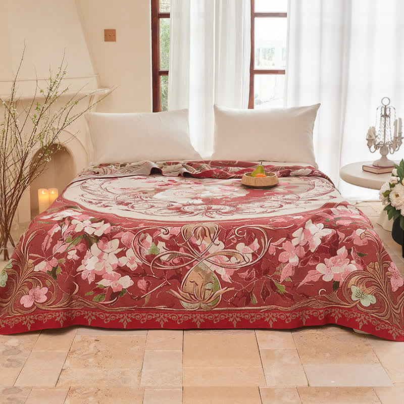 Steppdecke aus Baumwollgaze mit Medaillonmuster und Blumenmuster - image 1
