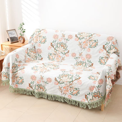 Wende-Steppdecke aus Baumwolle mit Quasten und Blumenmuster - image 11