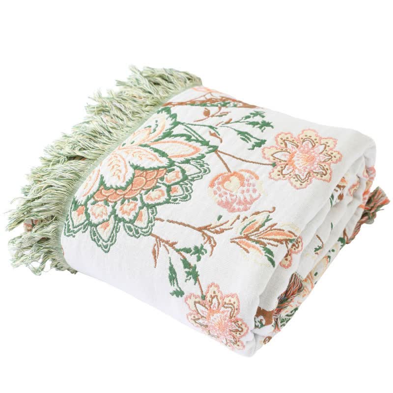 Wende-Steppdecke aus Baumwolle mit Quasten und Blumenmuster - image 10