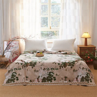 Cottagecore-Steppdecke aus Baumwollgaze mit Blumenmuster - Weiß - 230cm x 250cm - image 0