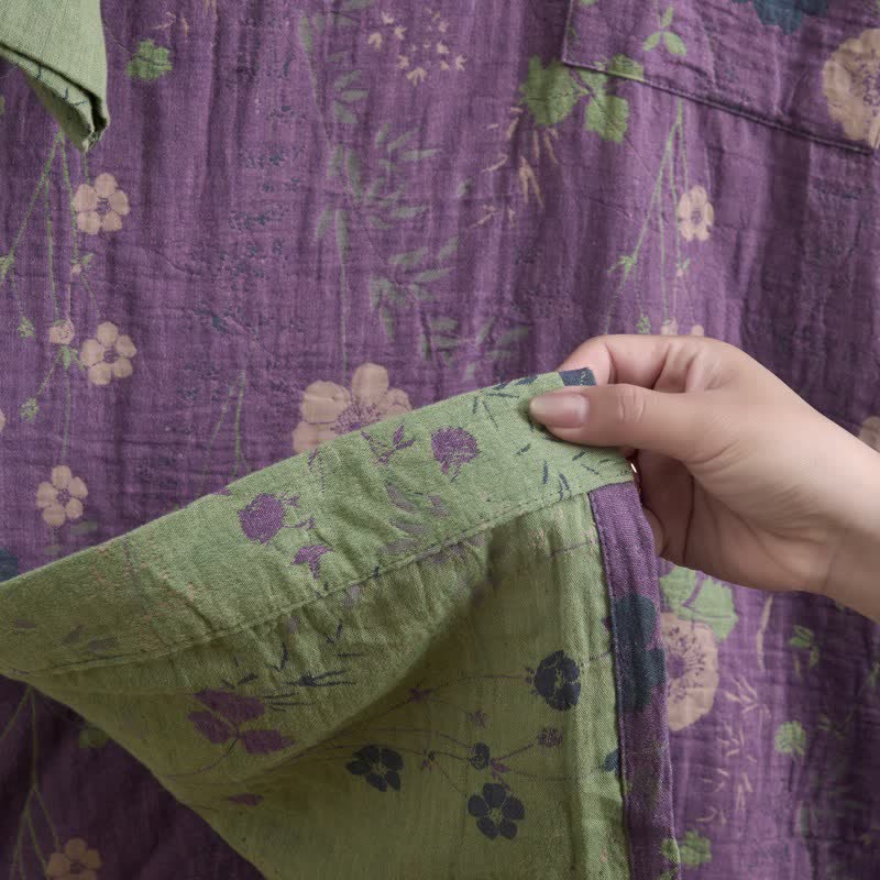 Kimono-Bademantel aus Bio-Baumwolle mit Gartenblumenmuster - image 14