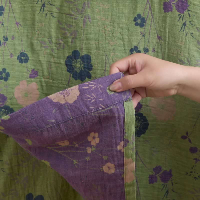Kimono-Bademantel aus Bio-Baumwolle mit Gartenblumenmuster - image 23