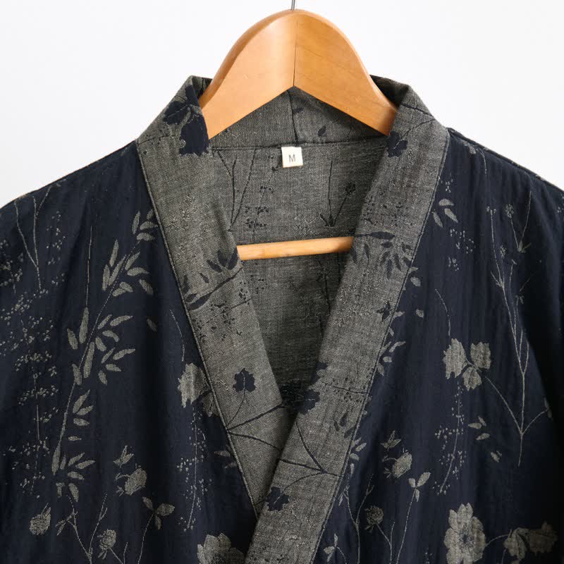 Kimono-Bademantel aus Bio-Baumwolle mit Gartenblumenmuster - image 2