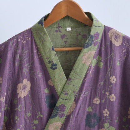 Kimono-Bademantel aus Bio-Baumwolle mit Gartenblumenmuster - image 10