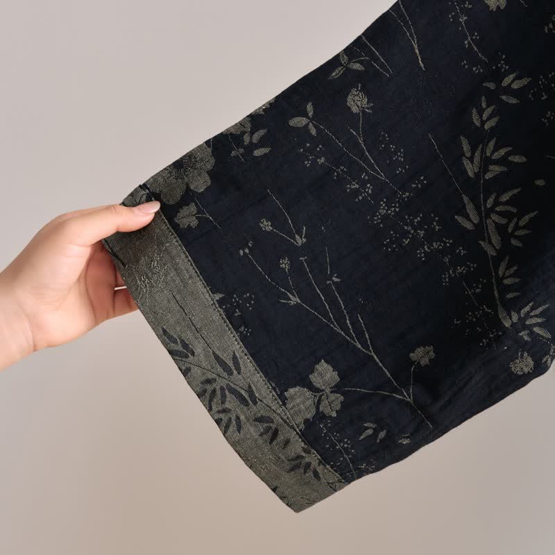 Kimono-Bademantel aus Bio-Baumwolle mit Gartenblumenmuster - image 3