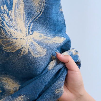 Kimono-Bademantel aus Bio-Baumwolle mit Aquarellblumenmuster - image 13