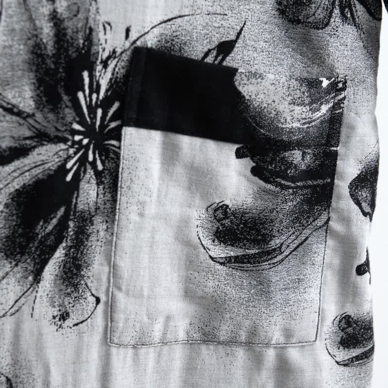 Kimono-Bademantel aus Bio-Baumwolle mit Aquarellblumenmuster - image 34