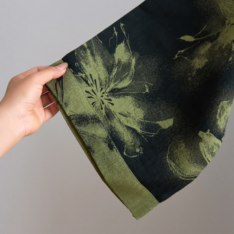 Kimono-Bademantel aus Bio-Baumwolle mit Aquarellblumenmuster - image 2