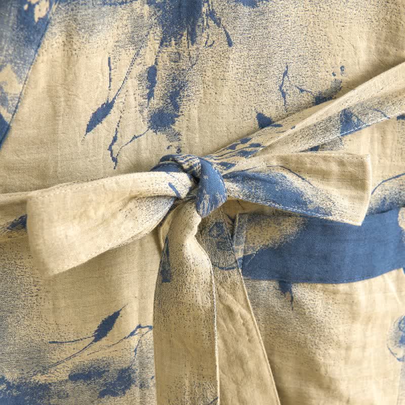 Kimono-Bademantel aus Bio-Baumwolle mit Aquarellblumenmuster - image 17