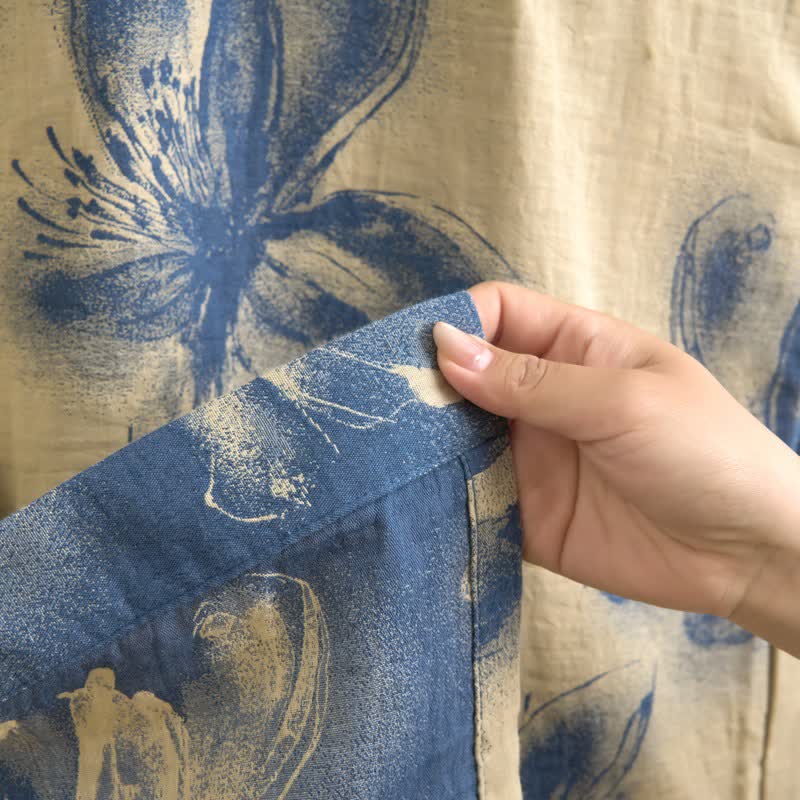 Kimono-Bademantel aus Bio-Baumwolle mit Aquarellblumenmuster - image 19
