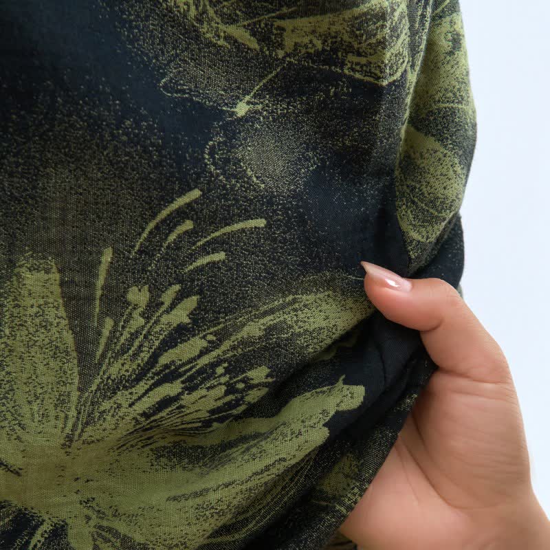 Kimono-Bademantel aus Bio-Baumwolle mit Aquarellblumenmuster - image 5