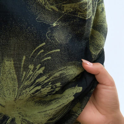 Kimono-Bademantel aus Bio-Baumwolle mit Aquarellblumenmuster - image 5