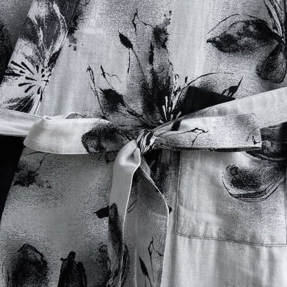Kimono-Bademantel aus Bio-Baumwolle mit Aquarellblumenmuster - image 35