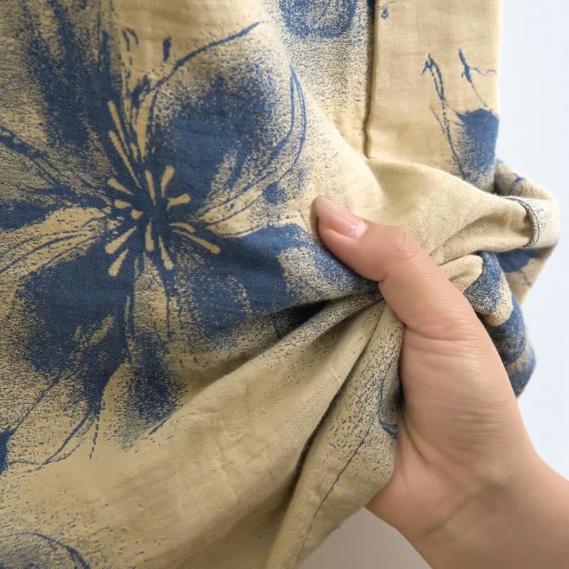 Kimono-Bademantel aus Bio-Baumwolle mit Aquarellblumenmuster - image 20