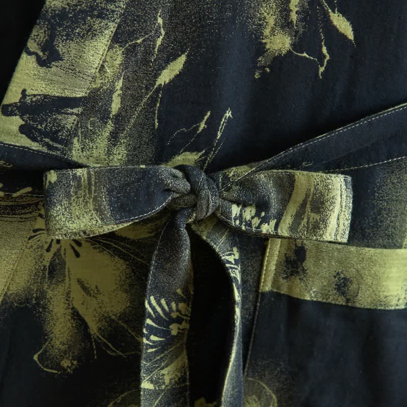 Kimono-Bademantel aus Bio-Baumwolle mit Aquarellblumenmuster - image 4