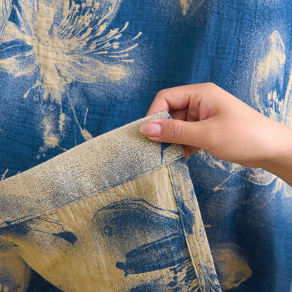 Kimono-Bademantel aus Bio-Baumwolle mit Aquarellblumenmuster - image 12