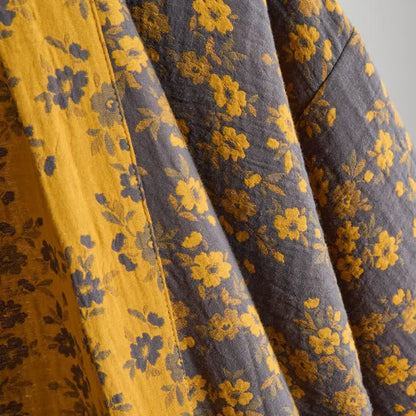 Gelber Kimono-Bademantel aus Baumwollgaze mit Blumenmuster - image 8