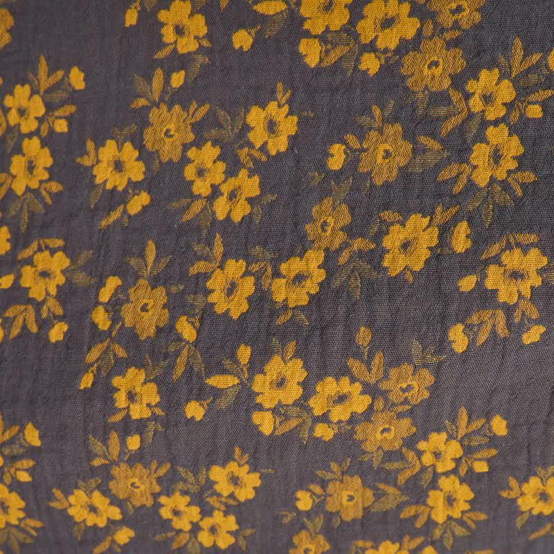 Gelber Kimono-Bademantel aus Baumwollgaze mit Blumenmuster - image 9