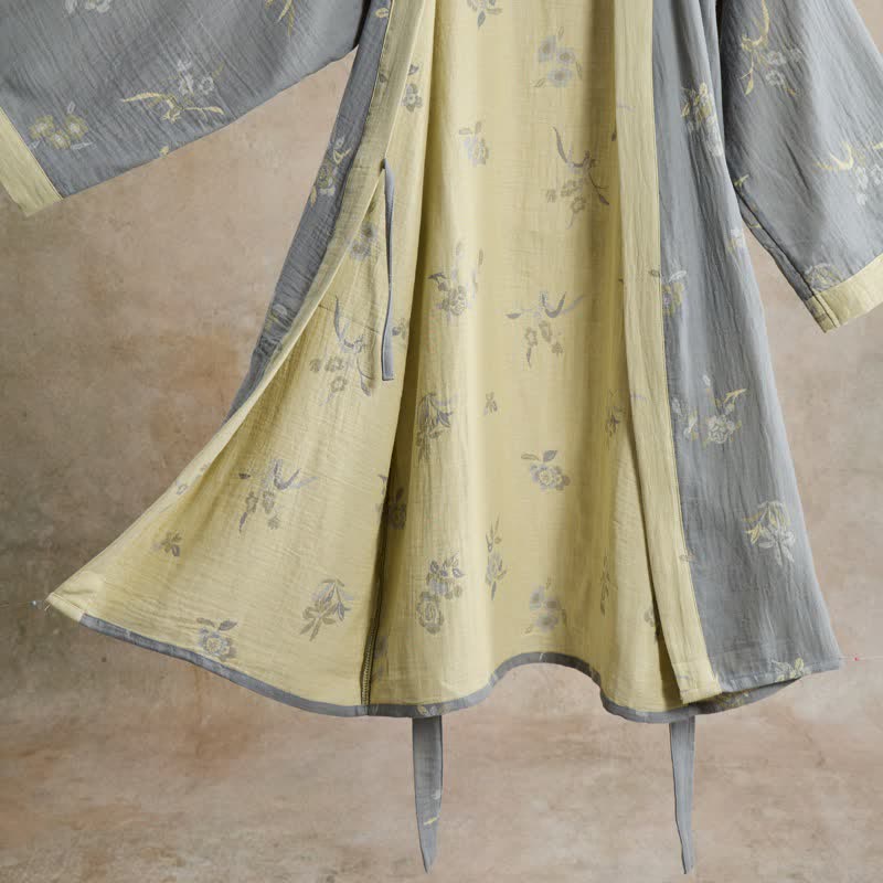 Eleganter Kimono-Bademantel aus Baumwollgaze mit Blumenmuster - image 3