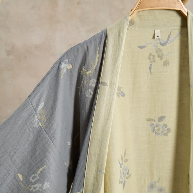 Eleganter Kimono-Bademantel aus Baumwollgaze mit Blumenmuster - image 6