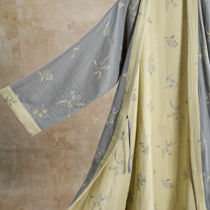 Eleganter Kimono-Bademantel aus Baumwollgaze mit Blumenmuster - image 4