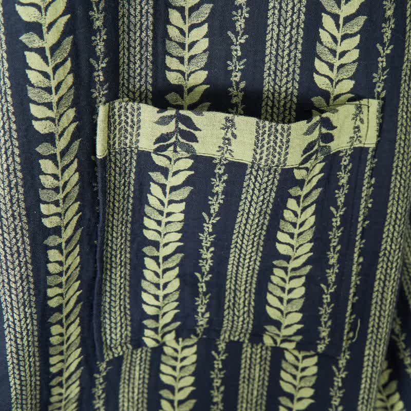 Kimono-Bademantel aus Baumwollgaze mit Blattstreifen - image 6