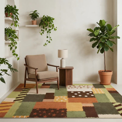Patchwork-Teppich mit Sternen- und Punktmuster - image 1