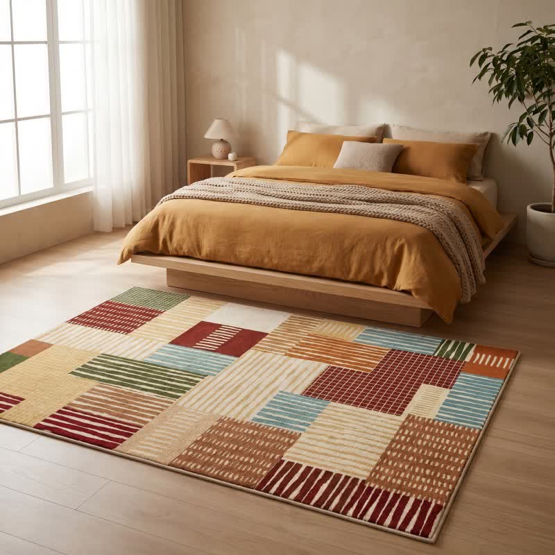 Moderner gestreifter Patchwork-Teppich - image 3