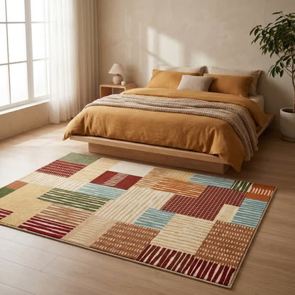 Moderner gestreifter Patchwork-Teppich - image 3