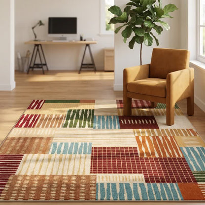 Moderner gestreifter Patchwork-Teppich - image 1