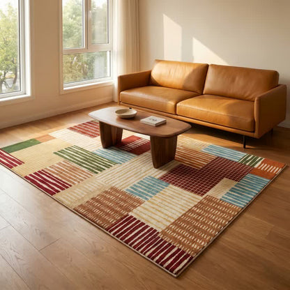 Moderner gestreifter Patchwork-Teppich - image 2