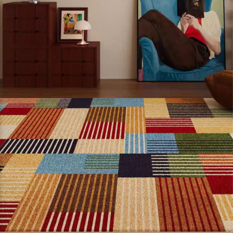 Gestreifter Patchwork-Teppich mit geometrischem Muster - 200cm×300cm - image 0
