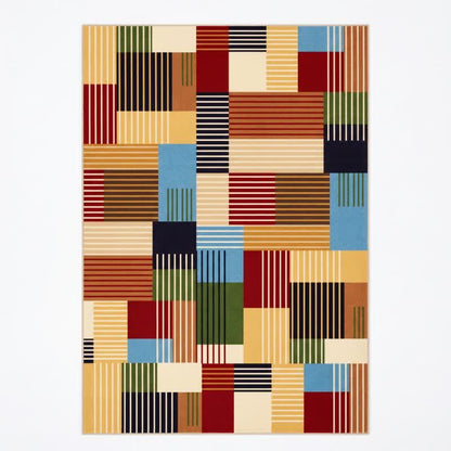 Gestreifter Patchwork-Teppich mit geometrischem Muster - image 3