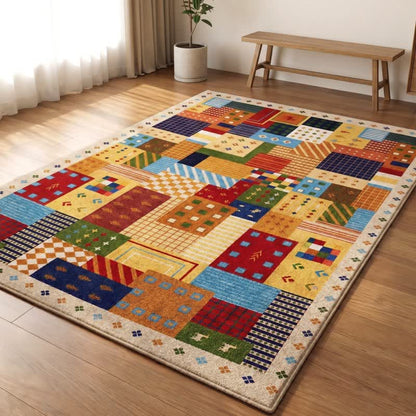 Lebhafter Patchwork-Teppich mit geometrischem Muster - image 2