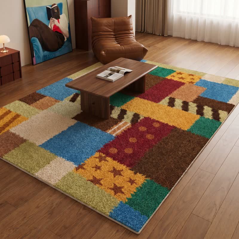 Retro-Patchwork-Teppich mit Sternen und Punkten - image 2