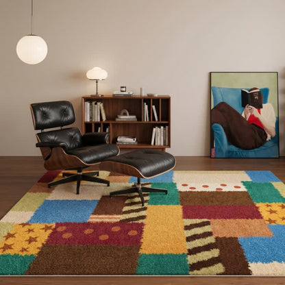 Retro-Patchwork-Teppich mit Sternen und Punkten - image 1
