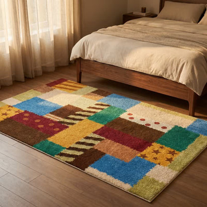 Retro-Patchwork-Teppich mit Sternen und Punkten - image 3