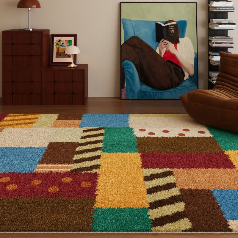 Retro-Patchwork-Teppich mit Sternen und Punkten - 200cm×300cm - image 0