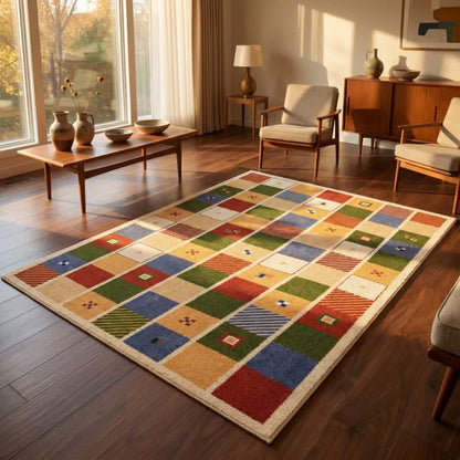 Bunter Patchwork-Teppich mit Karomuster - image 2
