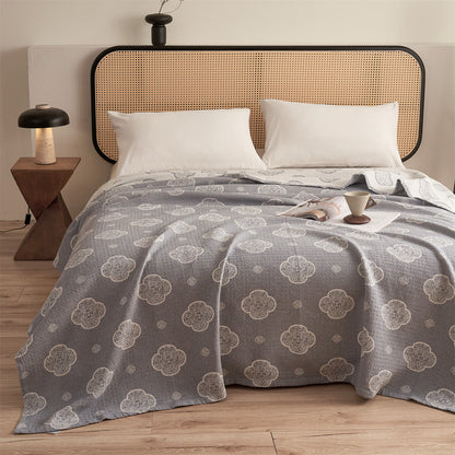 Orientalische Ruyi Cloud Jacquard 3-lagige Gaze-Steppdecke - Grau - Königin - image 5